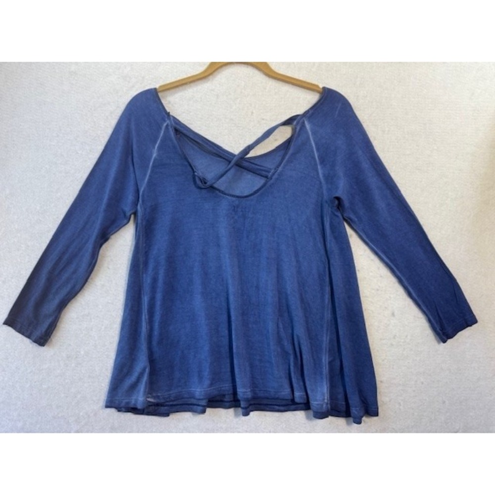 American Eagle Soft & Sexy Blue Flared long sleeve lace Criss‎ Cross Back Top XS
